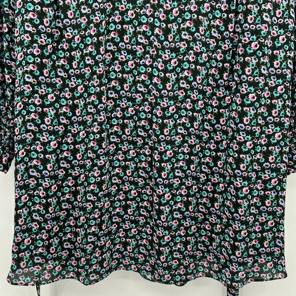 Jason Wu Multi Floral Print Long Sleeve Mini Length Dress Smocked Belted Size 2 - Picture 5 of 10